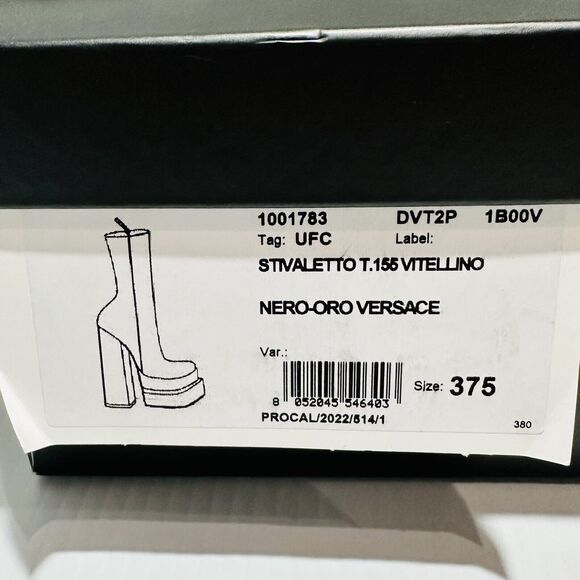 Versace Runway Aevitas Platform Black Leather Ankle Bootie 37.5/ 7.5 NIB $1,725 - Picture 15 of 16
